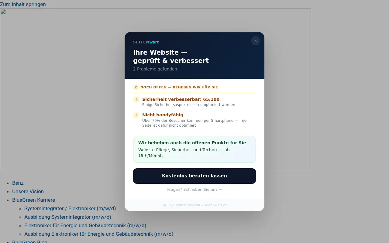 Seitenwart Audit: Elektriker-Website mit Sicherheits- und Responsive-Problemen gefunden